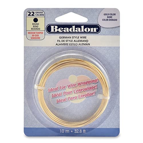 Beadalon German Style Wrapping Wire, Round, Gold Color, 22 Gauge, 10 m / 32.8 ft - Image 1