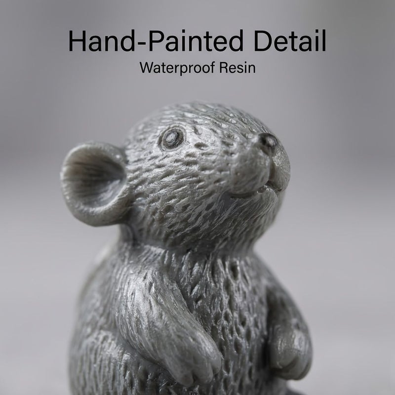 10pcs Handcrafted Realistic Grey Resin Mouse Miniature Figurines Battery Free Car Dashboard Decorations Fairy Garden Ornaments DIY Landscape Details Home Craft Accents Lightweight Mini Models For Hobbyists - Image 2