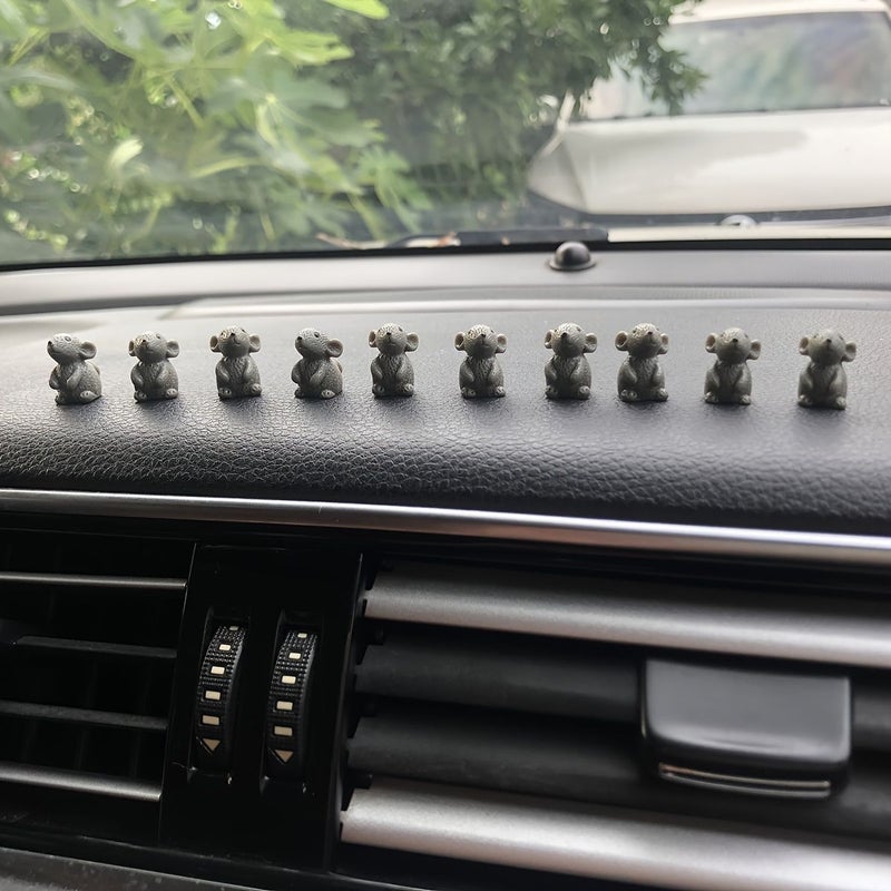 10pcs Handcrafted Realistic Grey Resin Mouse Miniature Figurines Battery Free Car Dashboard Decorations Fairy Garden Ornaments DIY Landscape Details Home Craft Accents Lightweight Mini Models For Hobbyists - Image 1