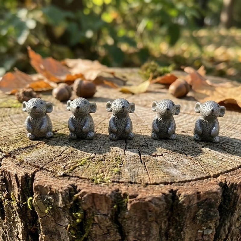 10pcs Handcrafted Realistic Grey Resin Mouse Miniature Figurines Battery Free Car Dashboard Decorations Fairy Garden Ornaments DIY Landscape Details Home Craft Accents Lightweight Mini Models For Hobbyists - Image 4