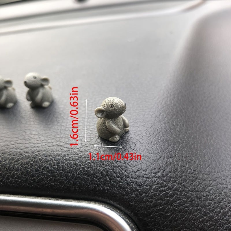 10pcs Handcrafted Realistic Grey Resin Mouse Miniature Figurines Battery Free Car Dashboard Decorations Fairy Garden Ornaments DIY Landscape Details Home Craft Accents Lightweight Mini Models For Hobbyists - Image 3