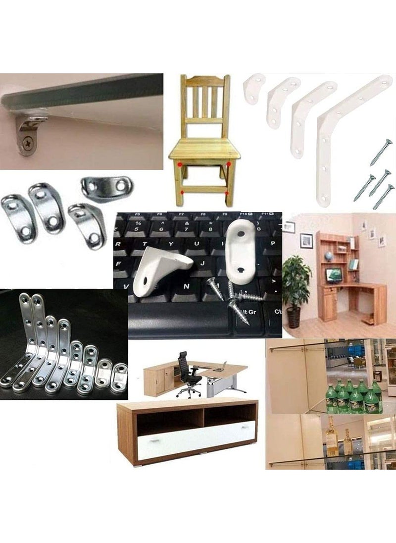 DIY Crafts Diy Crafts CTDIYHI28042 Angle Bracket Heavy Support Wall Mounted Bench Table Shelf Bracket Furniture Hardware Screw Pack of 4 100 X 100 X 12 Polish Silver  - Image 1