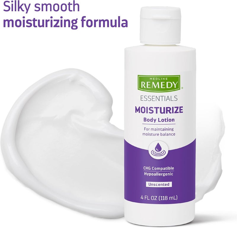 Medline Remedy Essentials Unscented Moisturizing Body Lotion, 4oz - Hypoallergenic and CHG Compatible - Image 4