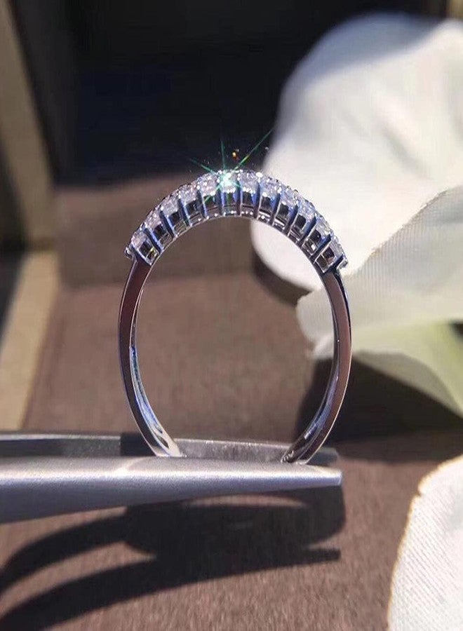 RKKOJJO 925 Sterling Silver Shiny Full Diamond Gemstone Ring Cubic Zirconia Rings CZ Diamond Multi Row Ring Eternity Engagement Wedding Band Ring for Women (US Code 8) - Image 5