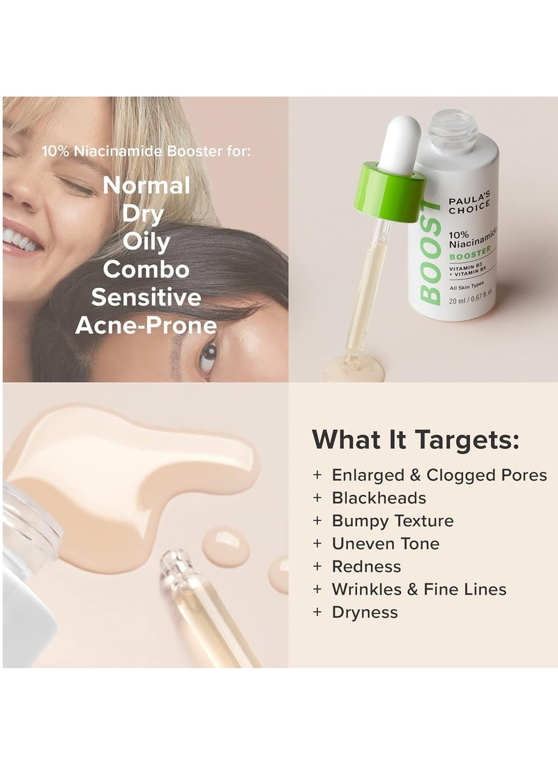 Paulas Choice 10 % Niacinamide Booster Vitamin B3 + Vitamin B5 for All Skin Types – Refines Pores and Smooths Texture 20 ml 0.67 fl.oz