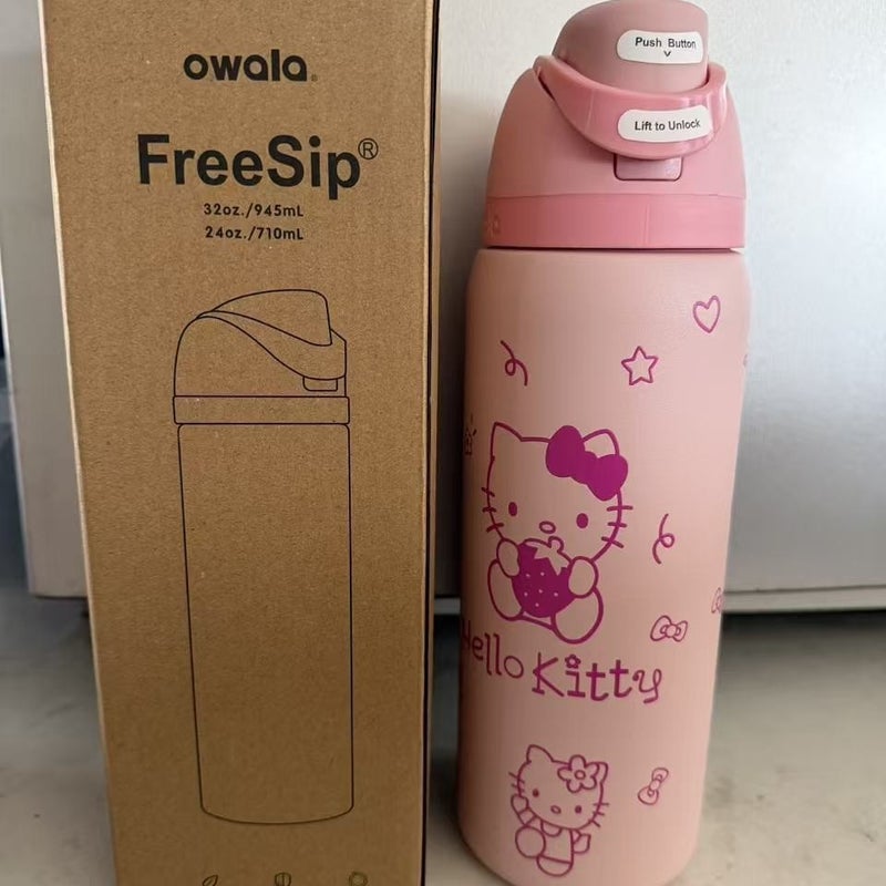 زجاجة ماء رياضية Owala Freesip بتصميم ثنائي المشروب مع مقبض وغطاء قابل للارتداد، عازلة بالفولاذ المقاوم للصدأ 304