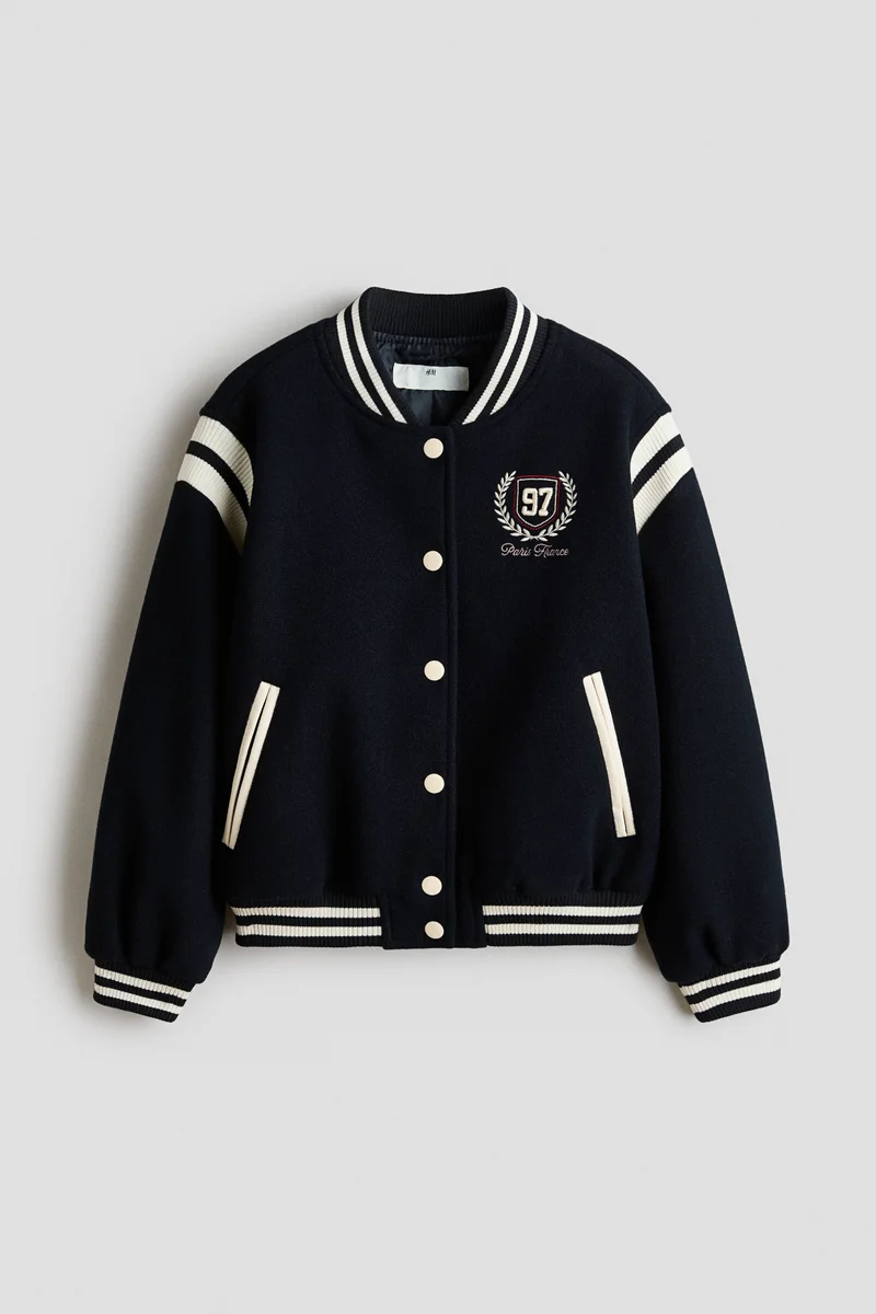 Motif-detail baseball jacket