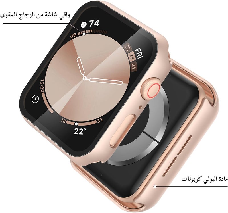 Misxi [2 Pack] 1 Rose Gold + 1 Clear Hard Case with Tempered Glass Screen Protector for Apple Watch, Ultra Slim Protective Cover for 40mm Apple Watch SE 3 (2025) SE 2 SE Series 6 Series 5 Series 4 - Image 4