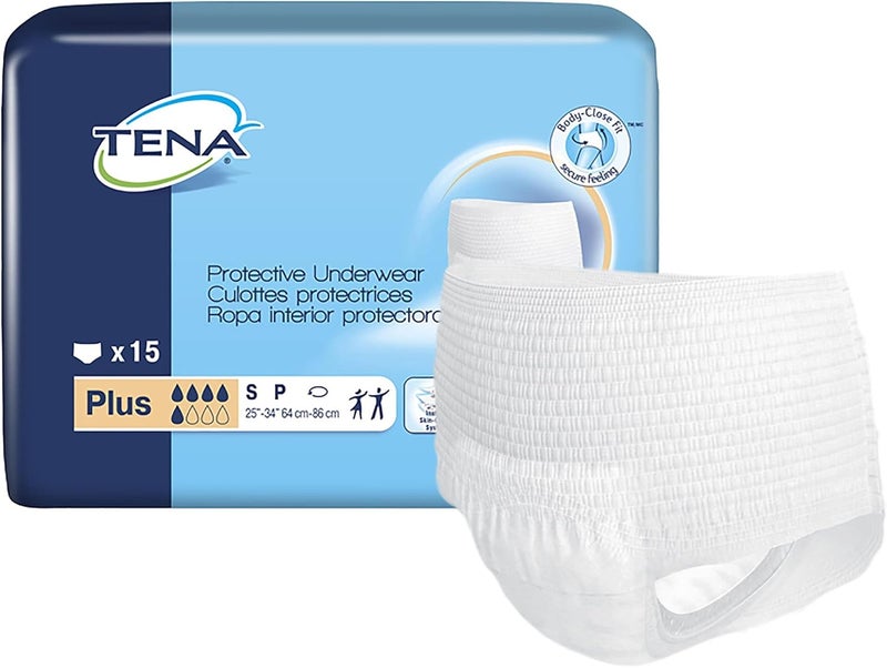 Tena TENA Plus Breathable Underwear, Incontinence, Disposable, Moderate Absorbency, Small, 15 Count 