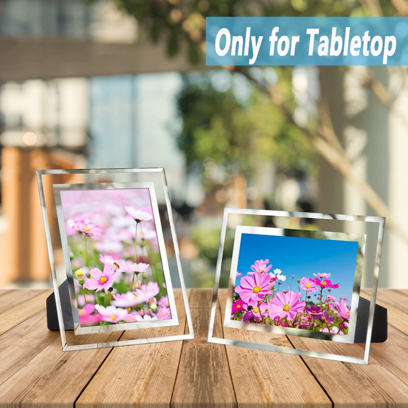 Hoikwo Bulk 5x7 Picture Frames, 12 Packs Silver Photo Frames 5 by 7, Glass Wedding Frames 5x7, Clear Mirror Wedding Photo Frames, Only for Tabletop Display Vertically or Horizontally - Image 3