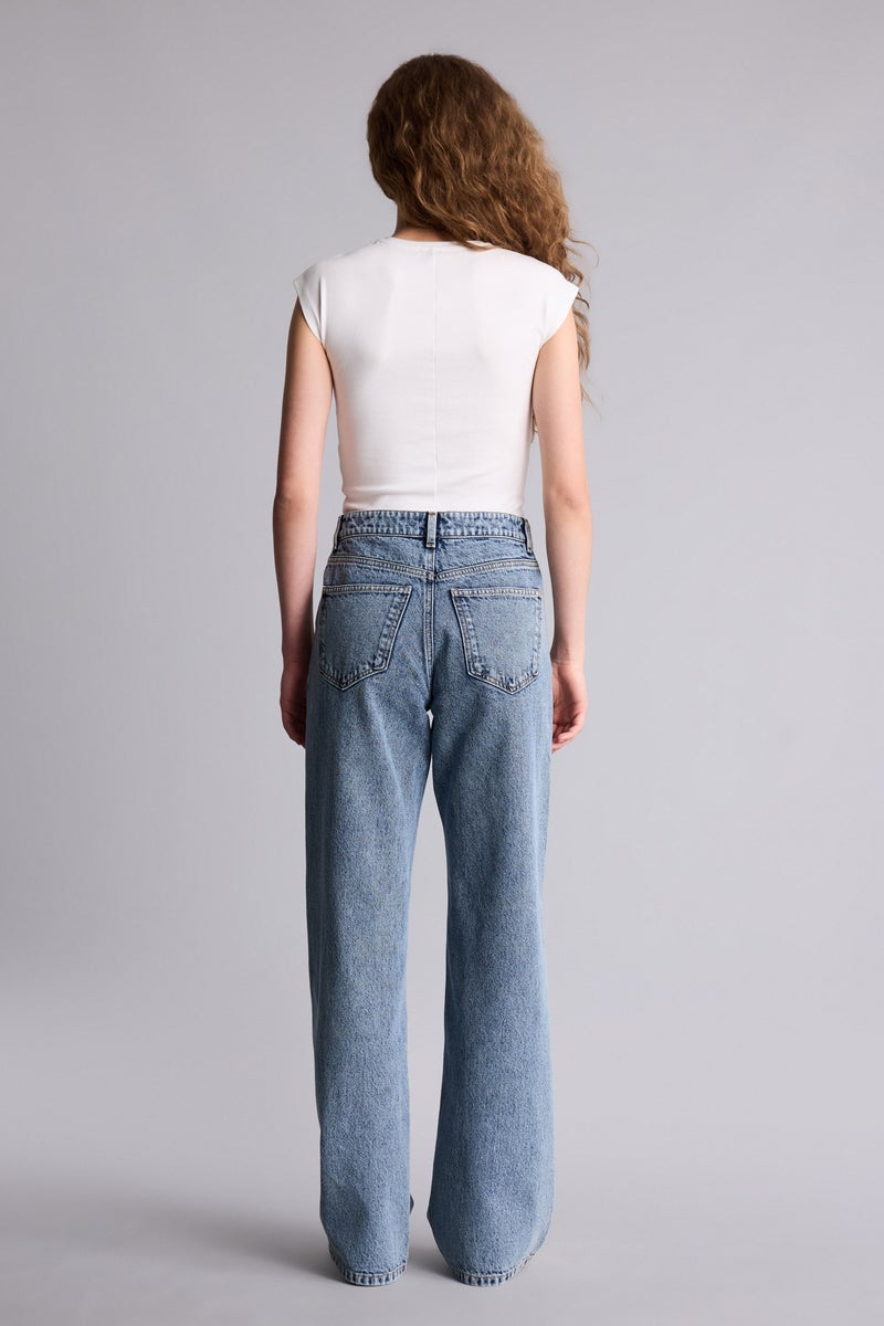 ديفاكتو بنطلون جينز قصة مستفيمة واسعة وخصر عالي - Image 5