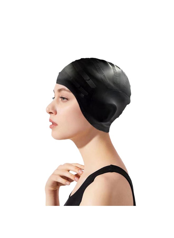 Generic Men Women Silicone Swimming Cap with Ear Protection  - Image 3