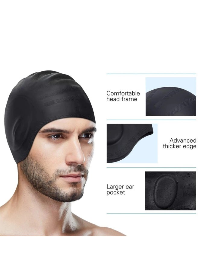 Generic Men Women Silicone Swimming Cap with Ear Protection  - Image 4