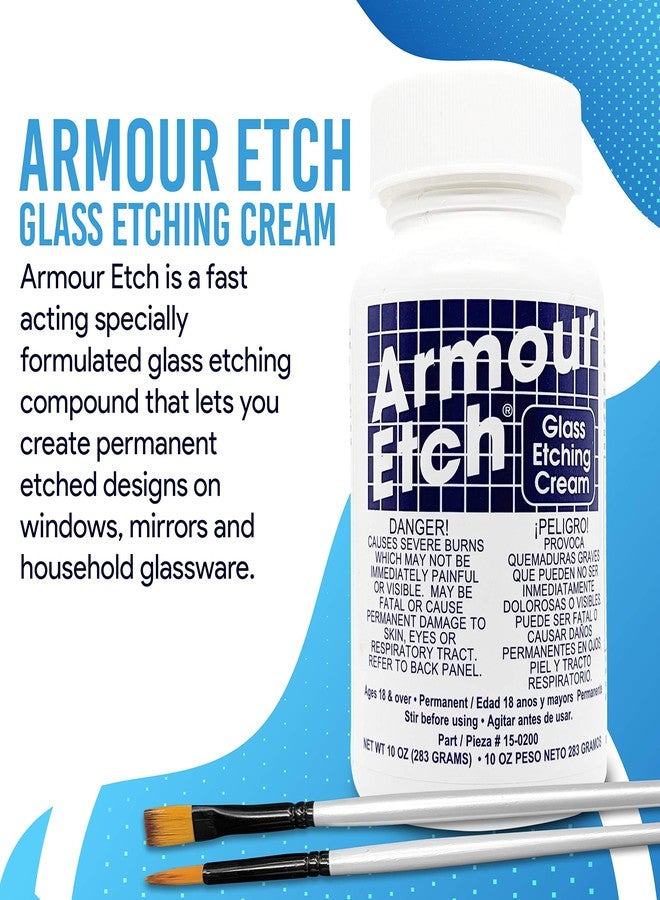 Moshify Armour Etch Glass Etching Cream Kit - Create Permanently Etched Designs - 10oz Net Weight - Bundled with Application Brushes - Image 4