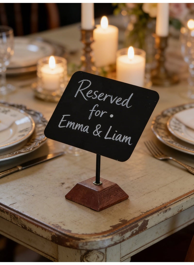 Homestetic Chalkboard Table Sign Mini Menu Board Price Tag Reusable & Erasable for Cafe Restaurant Wedding Table Decor 13x9cm Wooden Base - Homestetic - Image 1