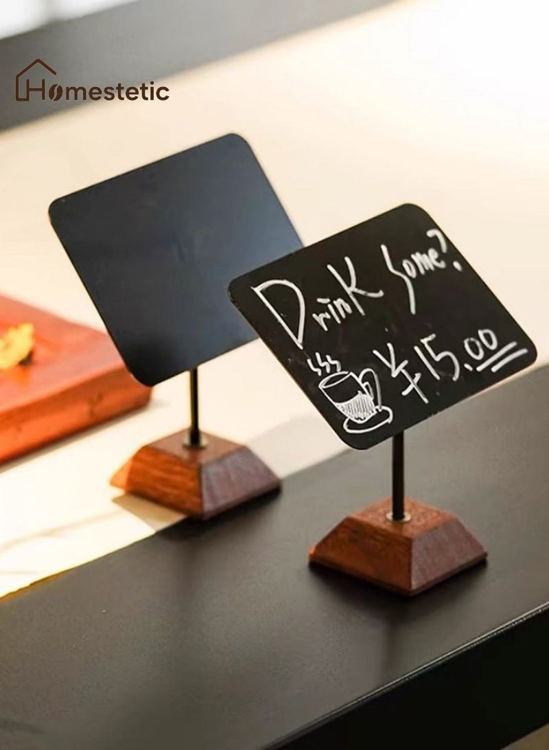 Homestetic Chalkboard Table Sign Mini Menu Board Price Tag Reusable & Erasable for Cafe Restaurant Wedding Table Decor 13x9cm Wooden Base - Homestetic - Image 1