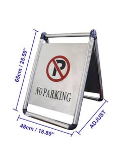 VINSTAR No Parking Sign Board, Stainless Steel Folding Self Standing Floor Signage, Ideal for car parking areas, 65x48x60cm (2)  - Image 2