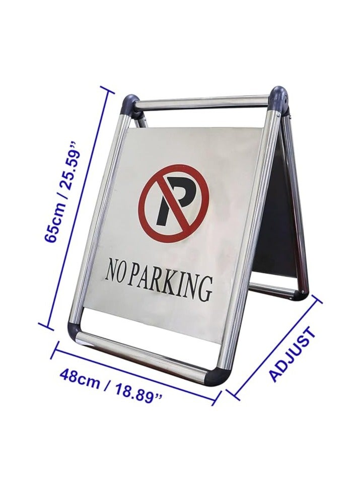 VINSTAR No Parking Sign Board, Stainless Steel Folding Self Standing Floor Signage, Ideal for car parking areas, 65x48x60cm (2) - Image 2