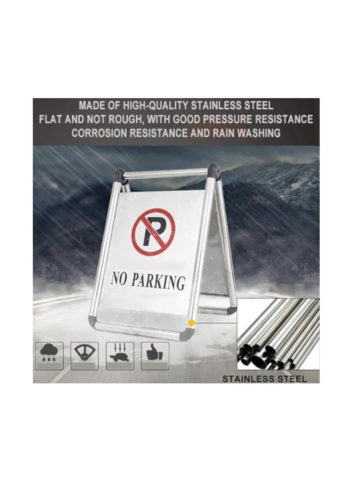 VINSTAR No Parking Sign Board, Stainless Steel Folding Self Standing Floor Signage, Ideal for car parking areas, 65x48x60cm (2) - Image 3