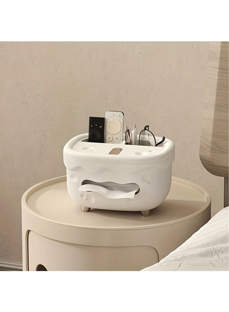 Hihonor Creative Cheese Design Tissue Box Holder - Stylish Plastic Napkin Dispenser for Bedroom, Living Room, and Office Desks - Perfect for Remote Controls and Table Storage, Desk Storage (White)  - Image 2