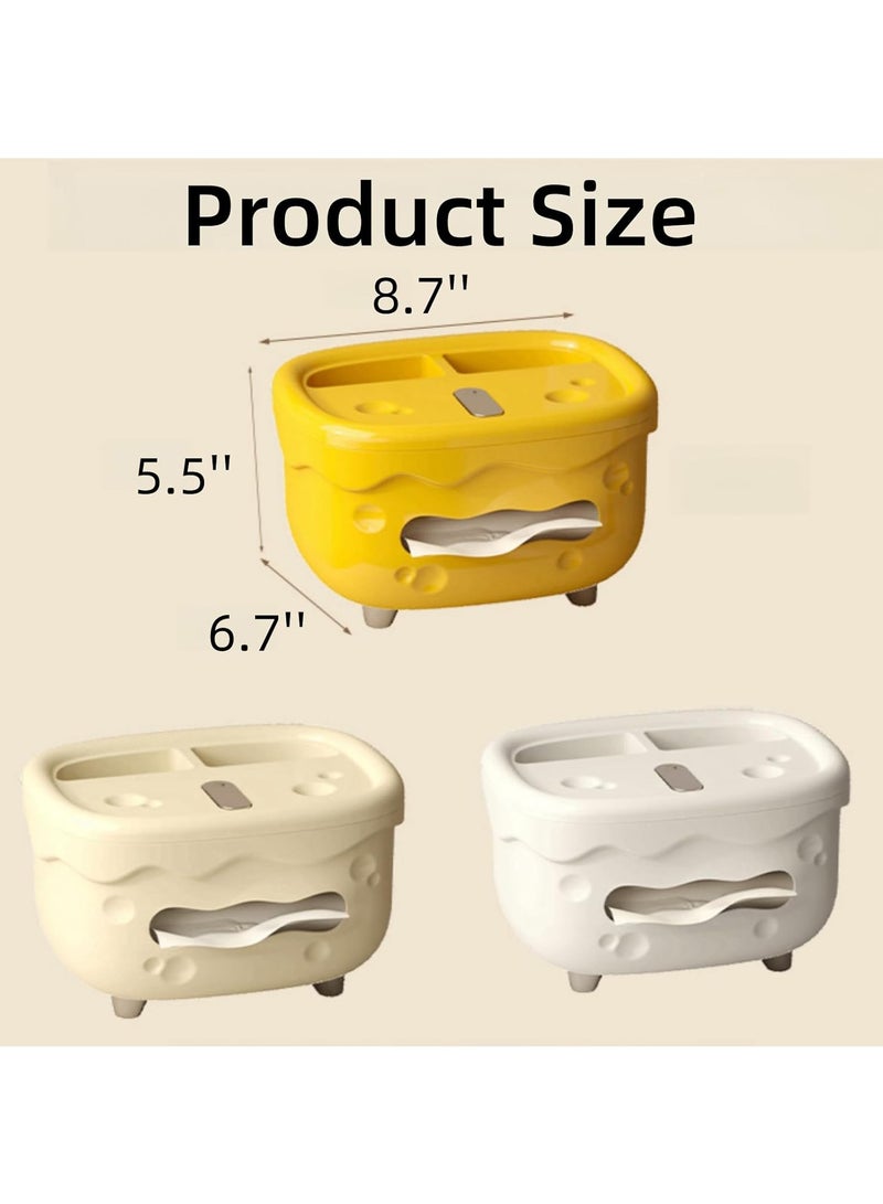 Hihonor Creative Cheese Design Tissue Box Holder - Stylish Plastic Napkin Dispenser for Bedroom, Living Room, and Office Desks - Perfect for Remote Controls and Table Storage, Desk Storage (White)  - Image 5