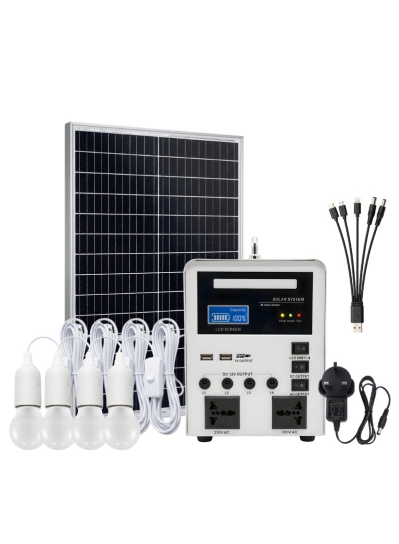 اكسبت منظومة طاقة شمسية هجينة 200 واط - بطارية ليثيوم 24Ah ولوح شمسي 50W مع مخرجين AC 230V وإضاءة LED - Image 1