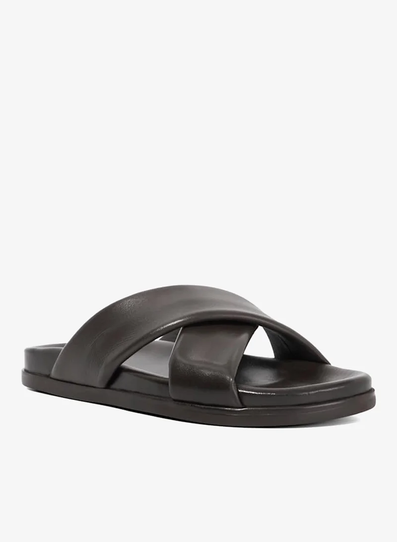 Dune London Black isaacs padded cross strap comfort sandals for Men | Best Price UAE