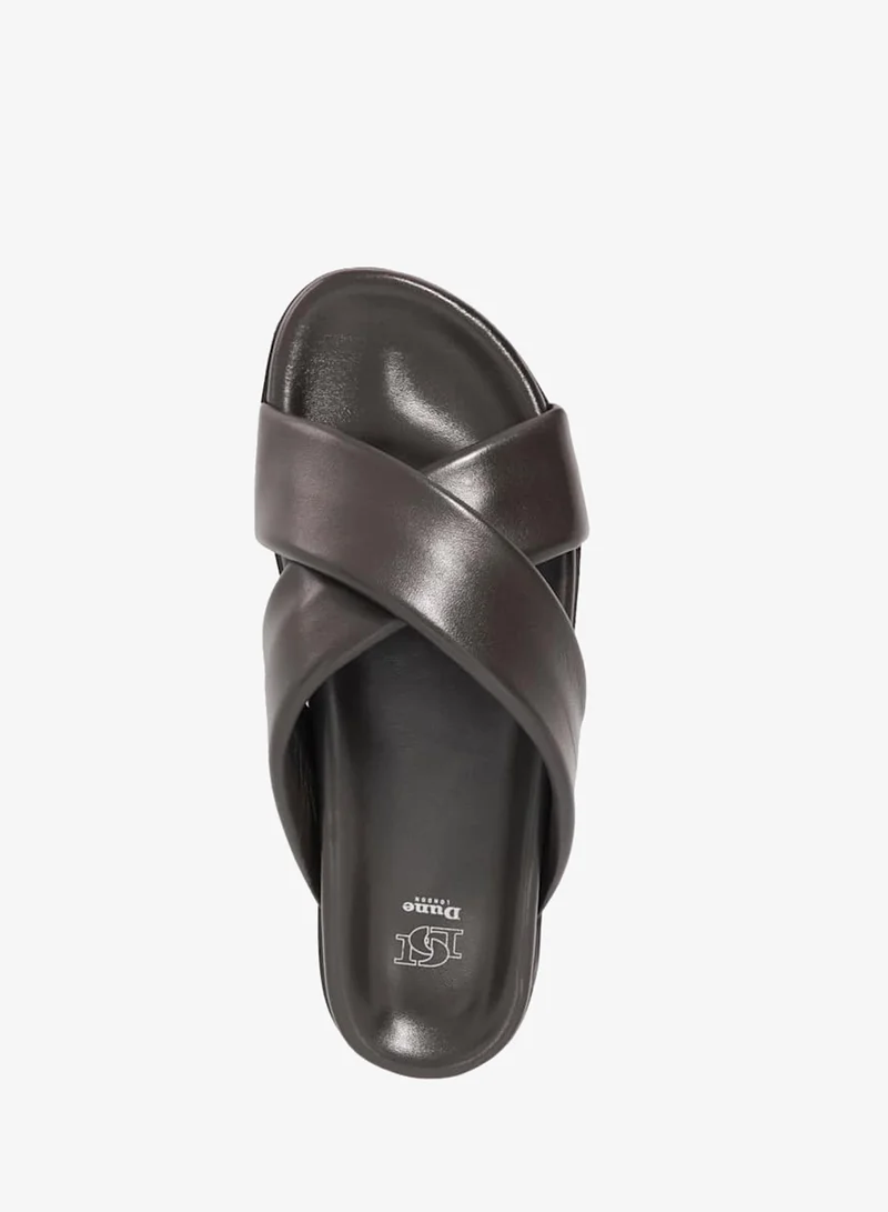Dune London Black isaacs padded cross strap comfort sandals for Men | Best Price UAE