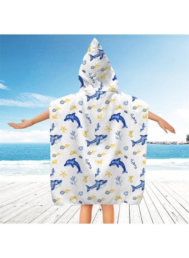 NIBEMINENT Kids Hooded Towel Cape - Microfiber Swim & Beach Bathrobe, Super Absorbent & Quick-Dry Towel for Children (60x60cm)  - Image 1