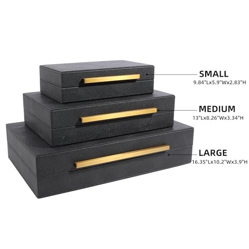 REEMTOO Decorative Boxes with Lids, Set of 3 Faux Leather Decorative Box, Large Modern Nesting Storage Decorative Boxes with Lids for Home Decor, Jewelry Boxes, Photo Boxes, Organizer Box (Ivory) - Image 2