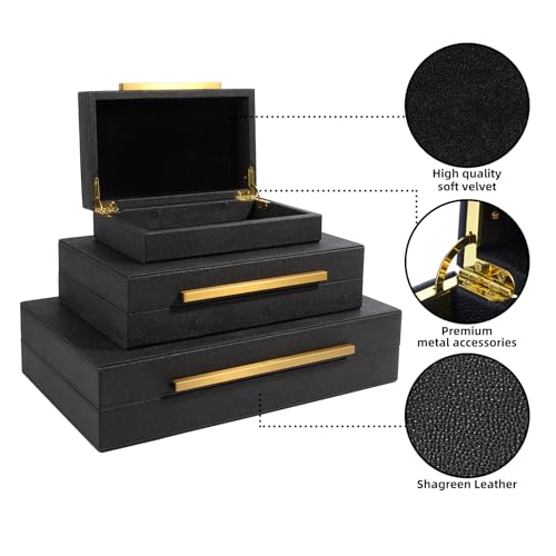 REEMTOO Decorative Boxes with Lids, Set of 3 Faux Leather Decorative Box, Large Modern Nesting Storage Decorative Boxes with Lids for Home Decor, Jewelry Boxes, Photo Boxes, Organizer Box (Ivory) - Image 3
