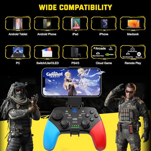 Joso Wireless Mobile Gaming Controller for iPhone, Android, iPad, Tablet, PC, Phone Controller with Phone Clip Supports Cloud Game, COD Mobile, Genshin Immpact, Remote Player Gamepad - Image 2