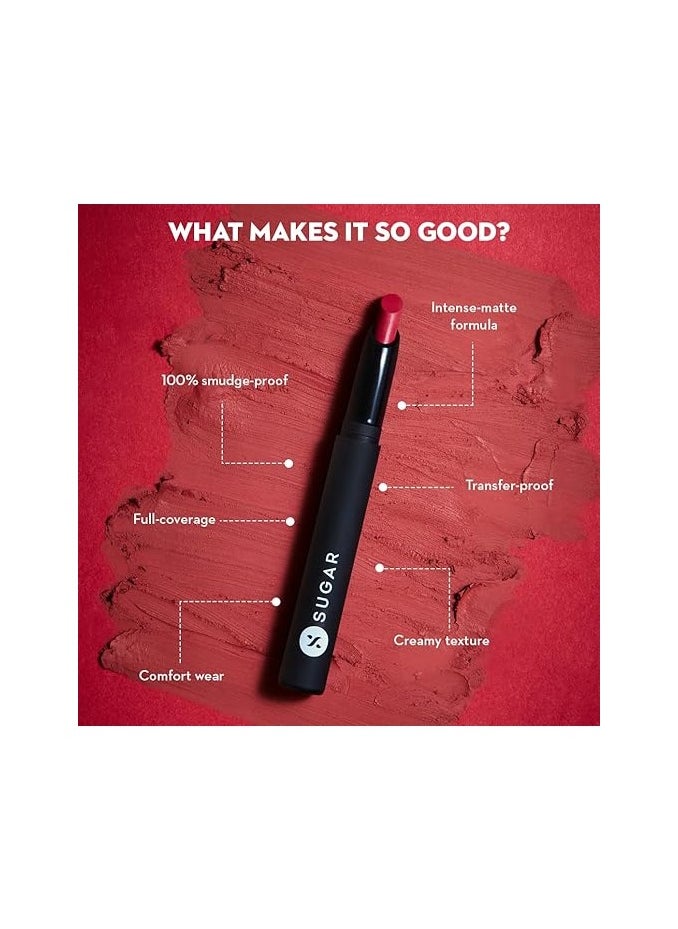 SUGAR - SUGAR Cosmetics Matte Attack Transferproof Lipstick - 02 Red Zeppelin (Chilli Red), Red, 2 g Moisturiser, Long Lasting, Matte Finish - Image 1