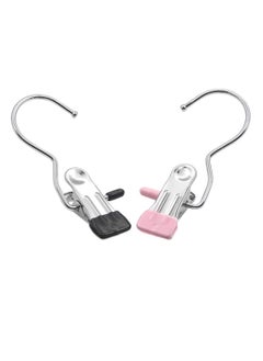 Boot Hangers Laundry Hanging Hooks Clips, 16 Pcs Portable Clothespins for Drying Closet Travel (Black + Pink)