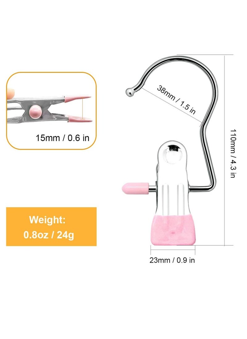 Oasisgalore - Boot Hangers Laundry Hanging Hooks Clips, 16 Pcs Portable Clothespins for Drying Closet Travel (Black + Pink) - Image 1