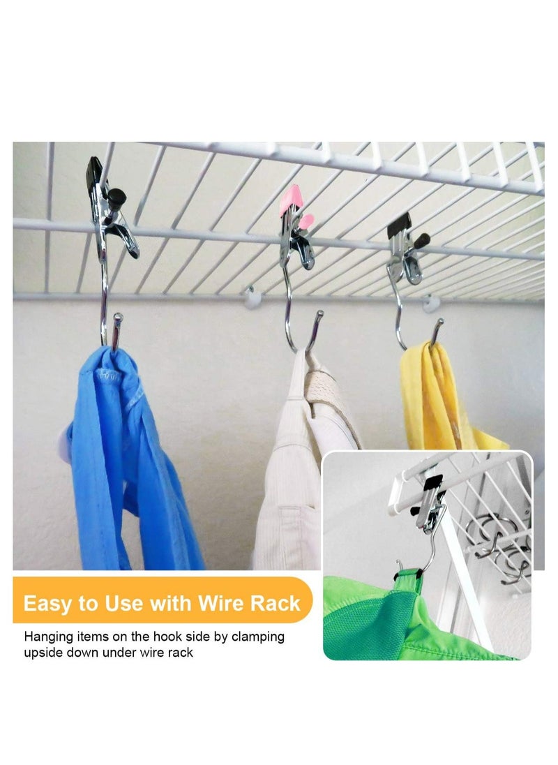 Oasisgalore - Boot Hangers Laundry Hanging Hooks Clips, 16 Pcs Portable Clothespins for Drying Closet Travel (Black + Pink) - Image 1