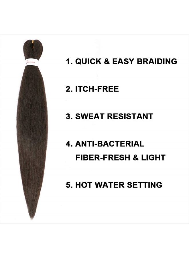 ALIABSION Pre-Stretched Braiding Hair for Twists Braids 8 Packs 26 inch Dark Brown Braiding Hair Pre Stretched Extensions Hot Water Setting Soft Yaki Texture Synthetic Fiber Easy Braids - Image 4