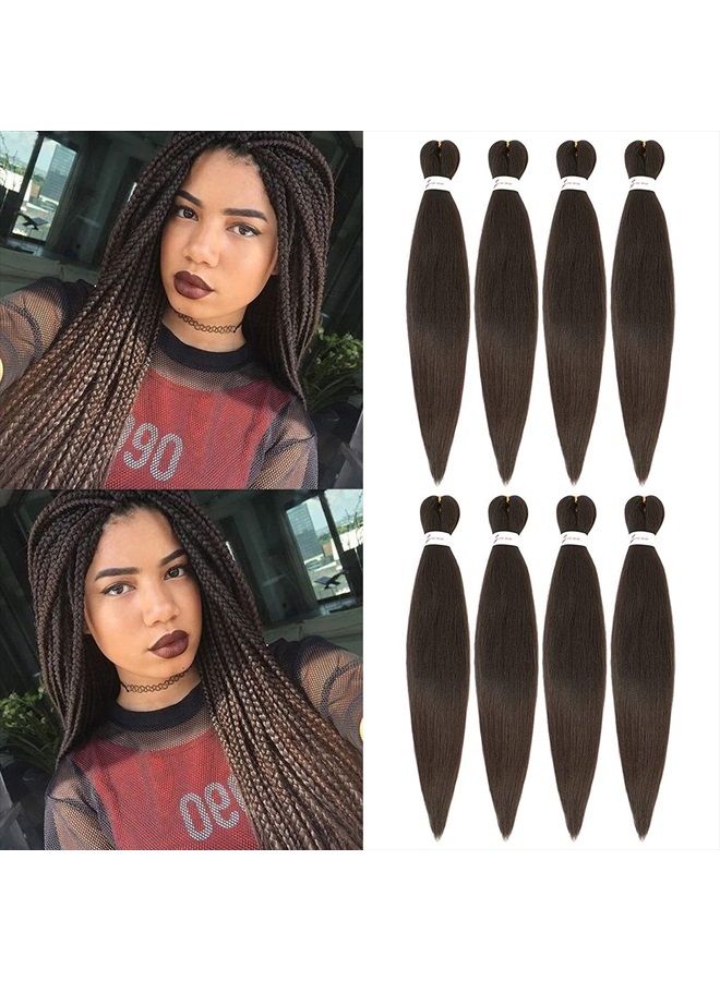 ALIABSION Pre-Stretched Braiding Hair for Twists Braids 8 Packs 26 inch Dark Brown Braiding Hair Pre Stretched Extensions Hot Water Setting Soft Yaki Texture Synthetic Fiber Easy Braids - Image 1