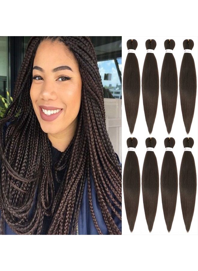 ALIABSION Pre-Stretched Braiding Hair for Twists Braids 8 Packs 26 inch Dark Brown Braiding Hair Pre Stretched Extensions Hot Water Setting Soft Yaki Texture Synthetic Fiber Easy Braids - Image 5