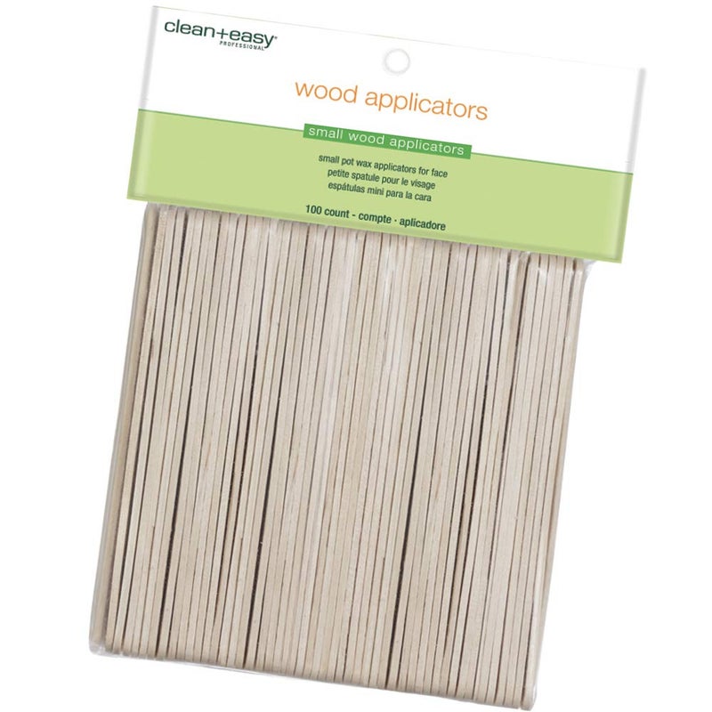 Clean + Easy Wooden Applicator Waxing Sticks â€“ Small Wax Sticks for Hair Removal on Upper Lip & Eyebrow, 100 Count - Image 1