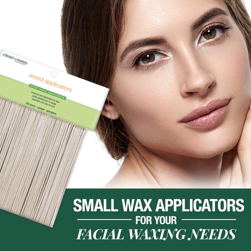 Clean + Easy Wooden Applicator Waxing Sticks â€“ Small Wax Sticks for Hair Removal on Upper Lip & Eyebrow, 100 Count - Image 4