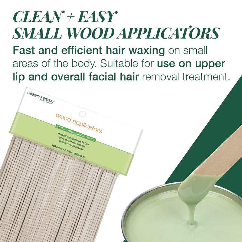 Clean + Easy Wooden Applicator Waxing Sticks â€“ Small Wax Sticks for Hair Removal on Upper Lip & Eyebrow, 100 Count - Image 2
