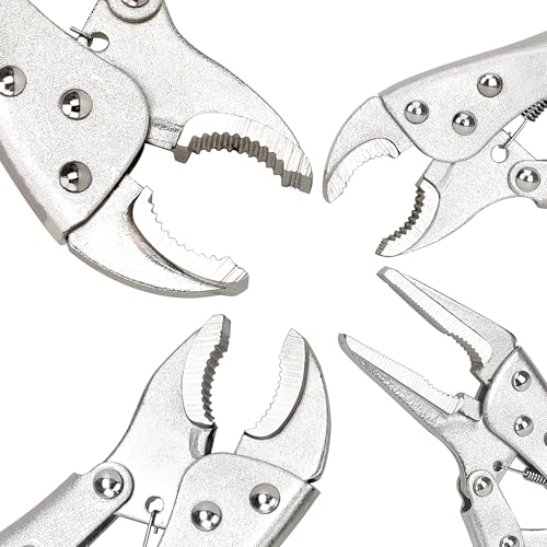 FASTPRO 4-Piece Locking Pliers Set, Vice Grips Pliers Included 5", 7", 10" Curved Jaw and 6-1/2" Straight Jaw - Image 2