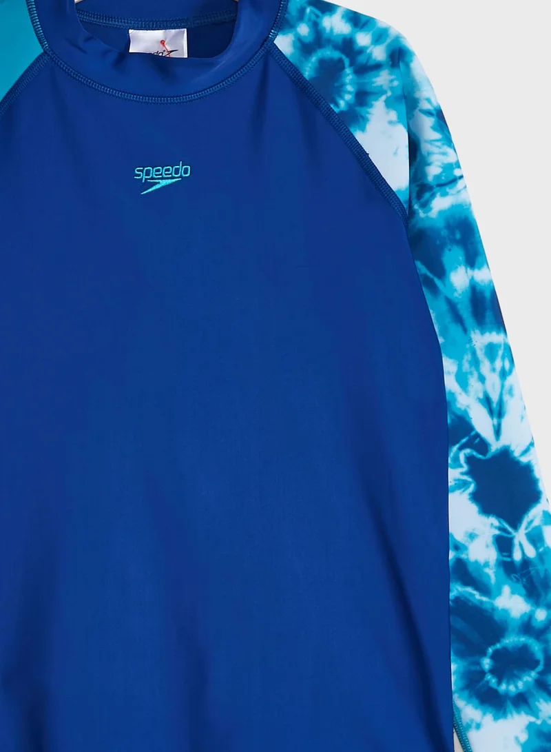 speedo Youth Logo Printed Swim Rashguard