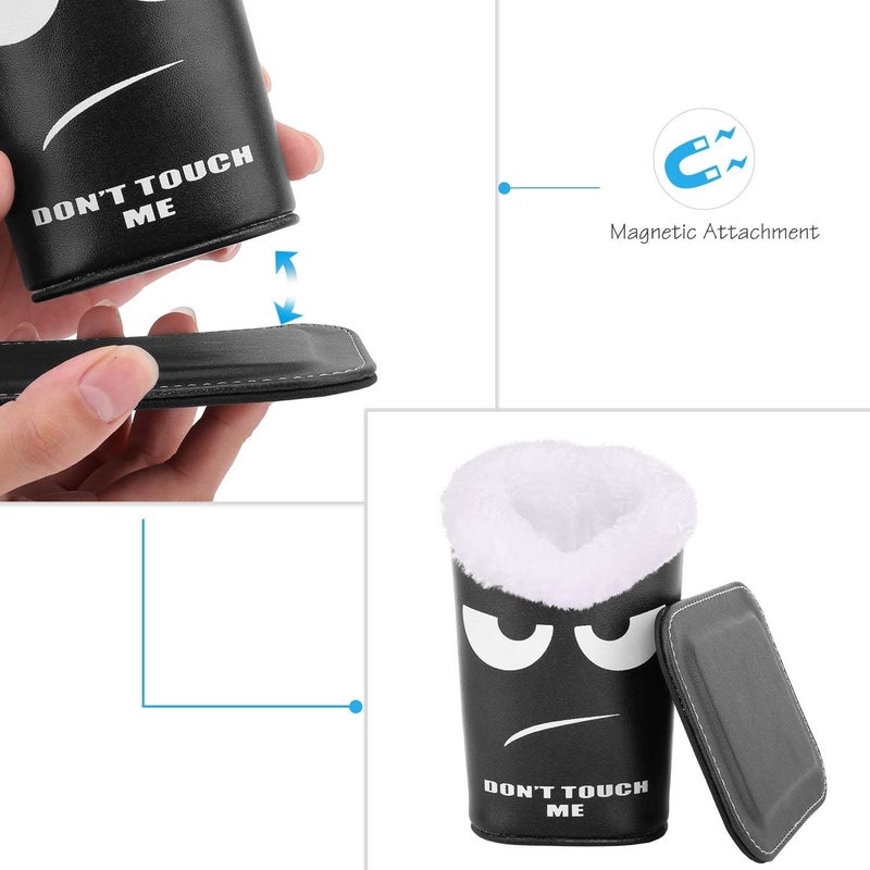 MoKo Eyeglasses Holder - Modern Velvet Plush Lined PU Leather Magnetic Stand Case, Don't Touch Me Black - Image 4