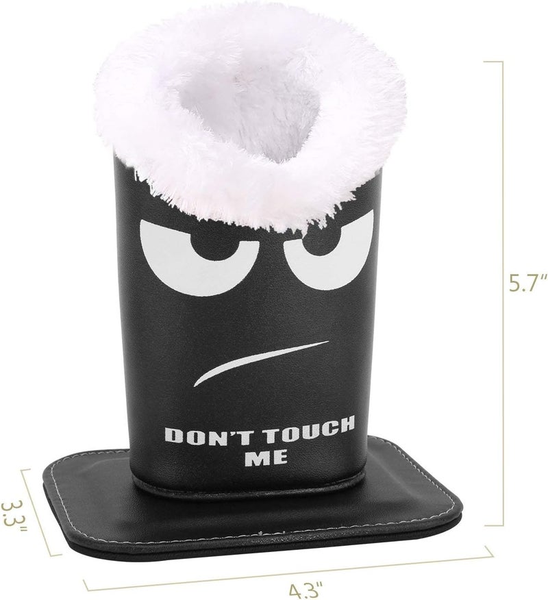 MoKo Eyeglasses Holder - Modern Velvet Plush Lined PU Leather Magnetic Stand Case, Don't Touch Me Black - Image 5