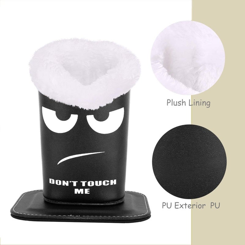 MoKo Eyeglasses Holder - Modern Velvet Plush Lined PU Leather Magnetic Stand Case, Don't Touch Me Black - Image 2