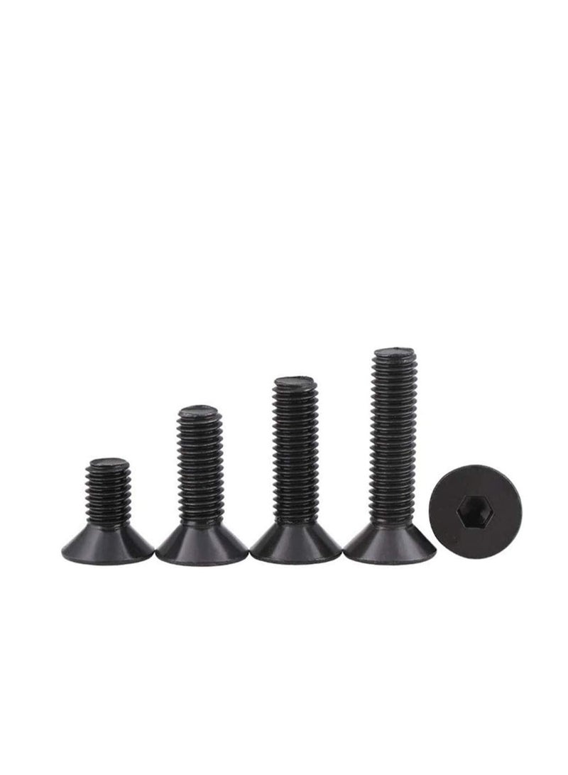 Zikra Cap Screws 50pcs Socket Screw Set M2 M2.5 M3 M4 M5 M6 M8 Flat Head Countersunk Head Black Grade Alloy Steel Hex Socket Head Cap Screw Screws Fastener (Size: 20mm, Type: M6) - Image 1