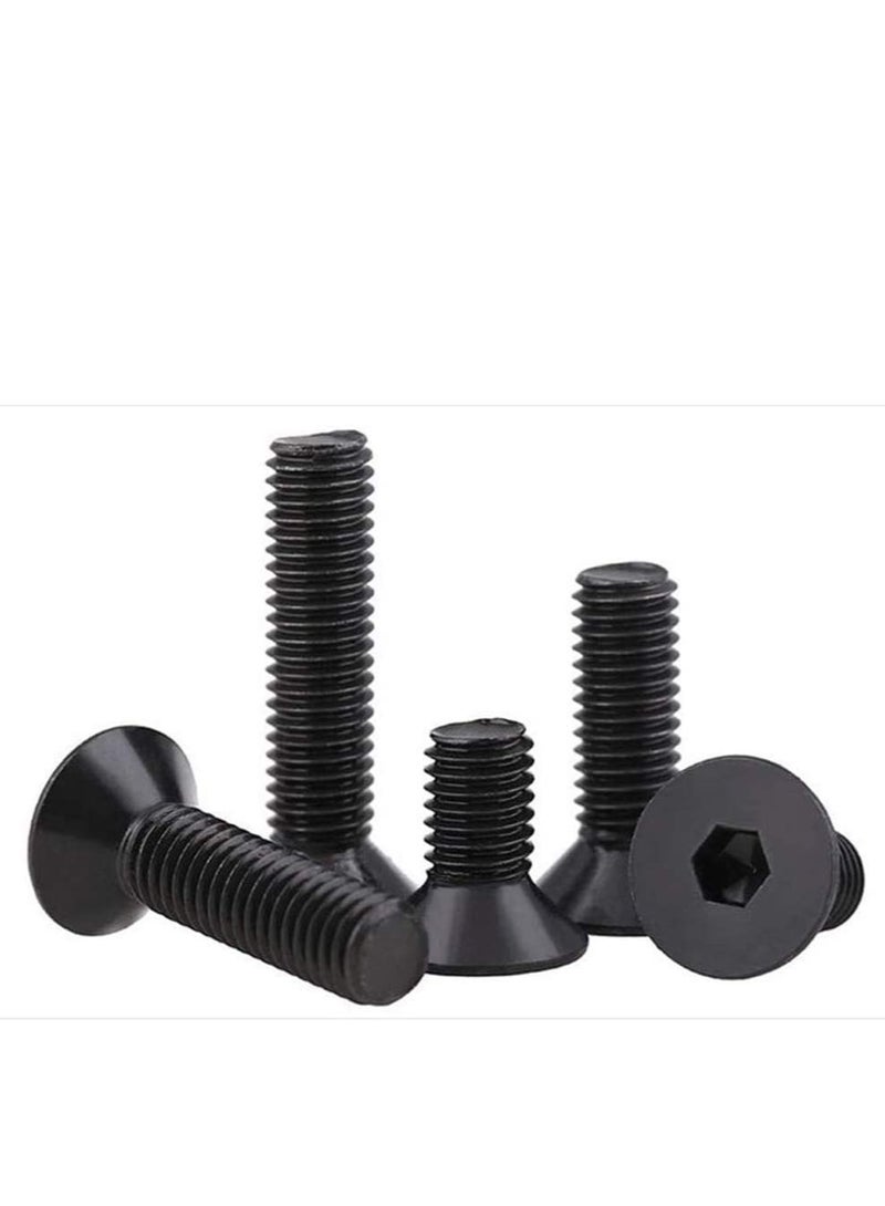 Zikra Cap Screws 50pcs Socket Screw Set M2 M2.5 M3 M4 M5 M6 M8 Flat Head Countersunk Head Black Grade Alloy Steel Hex Socket Head Cap Screw Screws Fastener (Size: 20mm, Type: M6) - Image 2