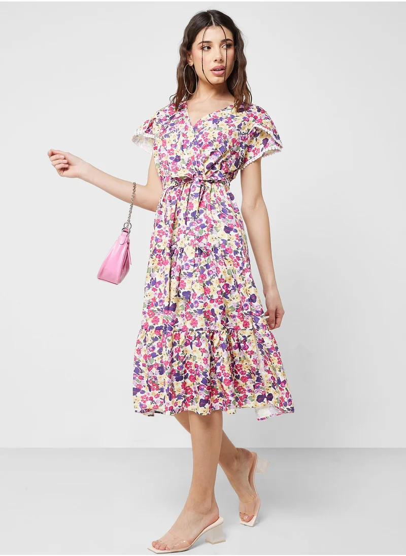 جينجر Floral Printed Dress